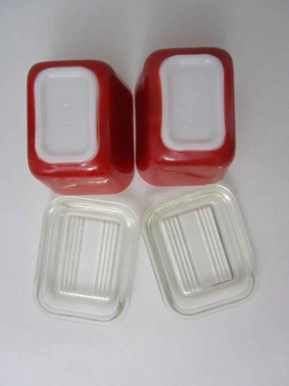 501 Fridgies Primary Red Ridge Top Lids USA Vintage 1950s